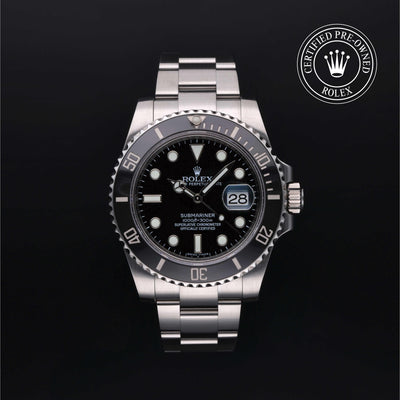 Rolex Certified Pre-owned Submariner M116610LN-0001 front on black background