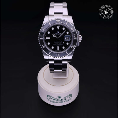 Rolex Certified Pre-owned Submariner M116610LN-0001 front on black background