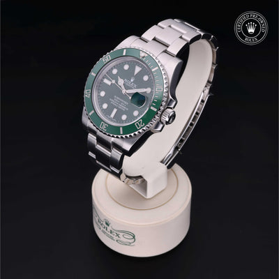 Rolex Certified Pre-owned Submariner M116610LV-0002 front on black background