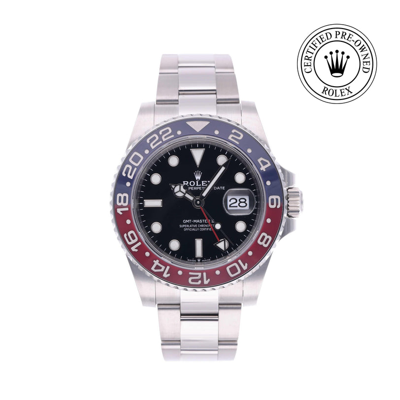 Rolex Certified Pre-owned GMT M126710BLRO-0002 front on white background