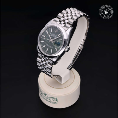 Rolex Certified Pre-owned Datejust M126200-0001 front on black background