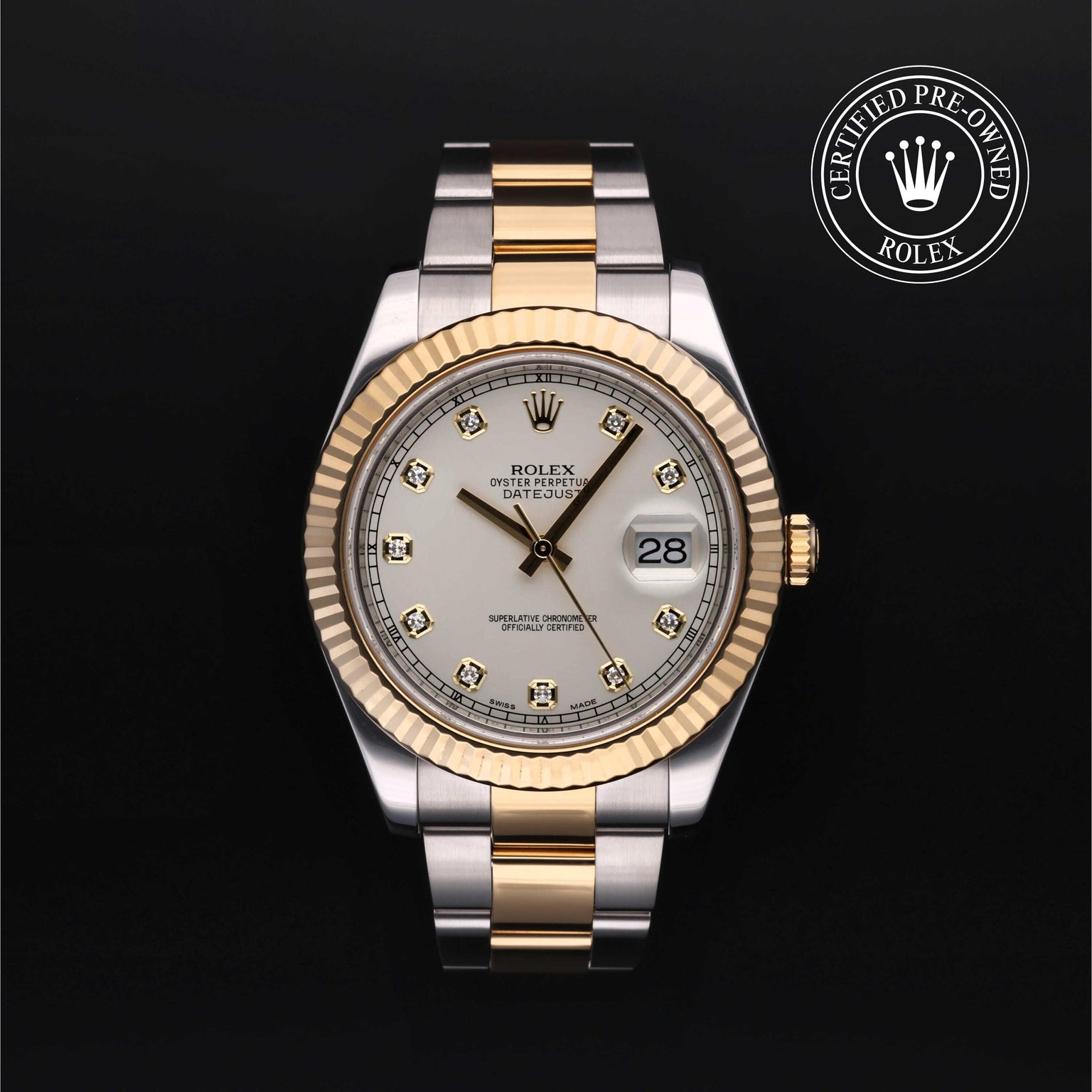 Rolex Certified Pre-owned Datejust M116333-0008 front on black background