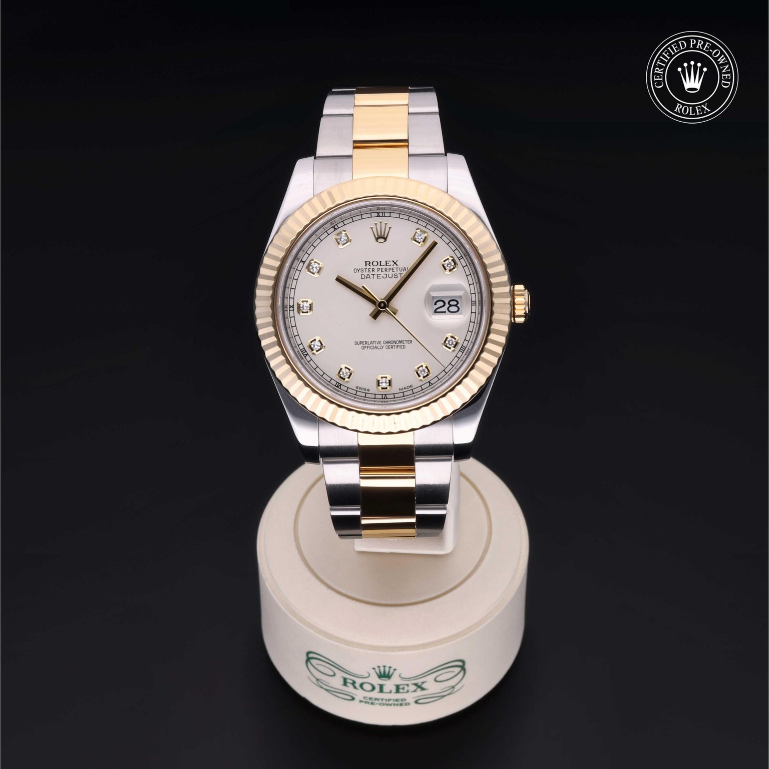 Rolex Certified Pre-owned Datejust M116333-0008 front on black background