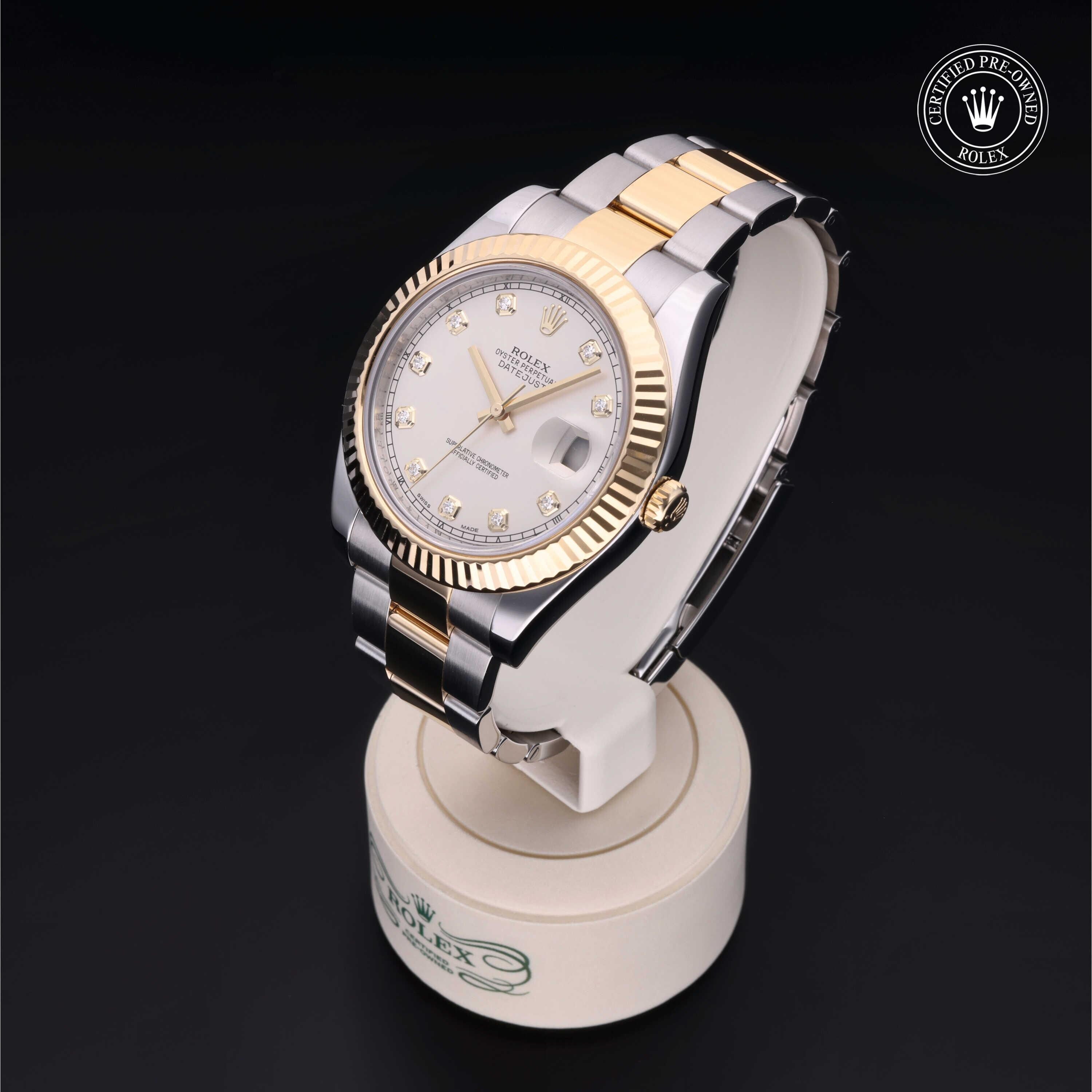 Rolex Certified Pre-owned Datejust M116333-0008 front on black background