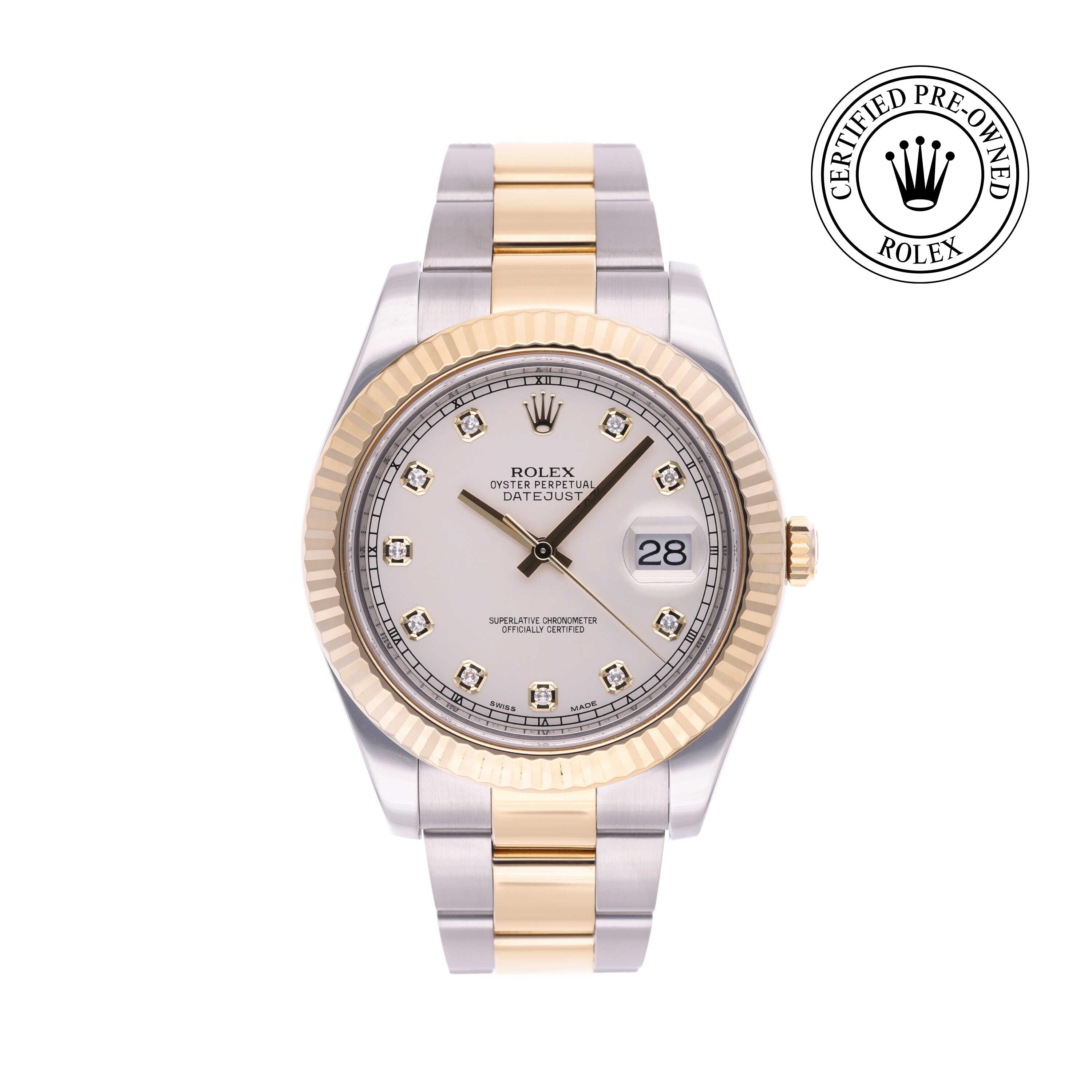 Rolex Certified Pre-owned Datejust M116333-0008 front on white background
