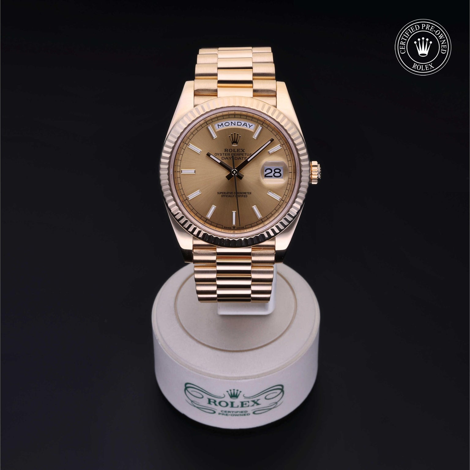 Rolex CPO Day-date M228238 front on white background