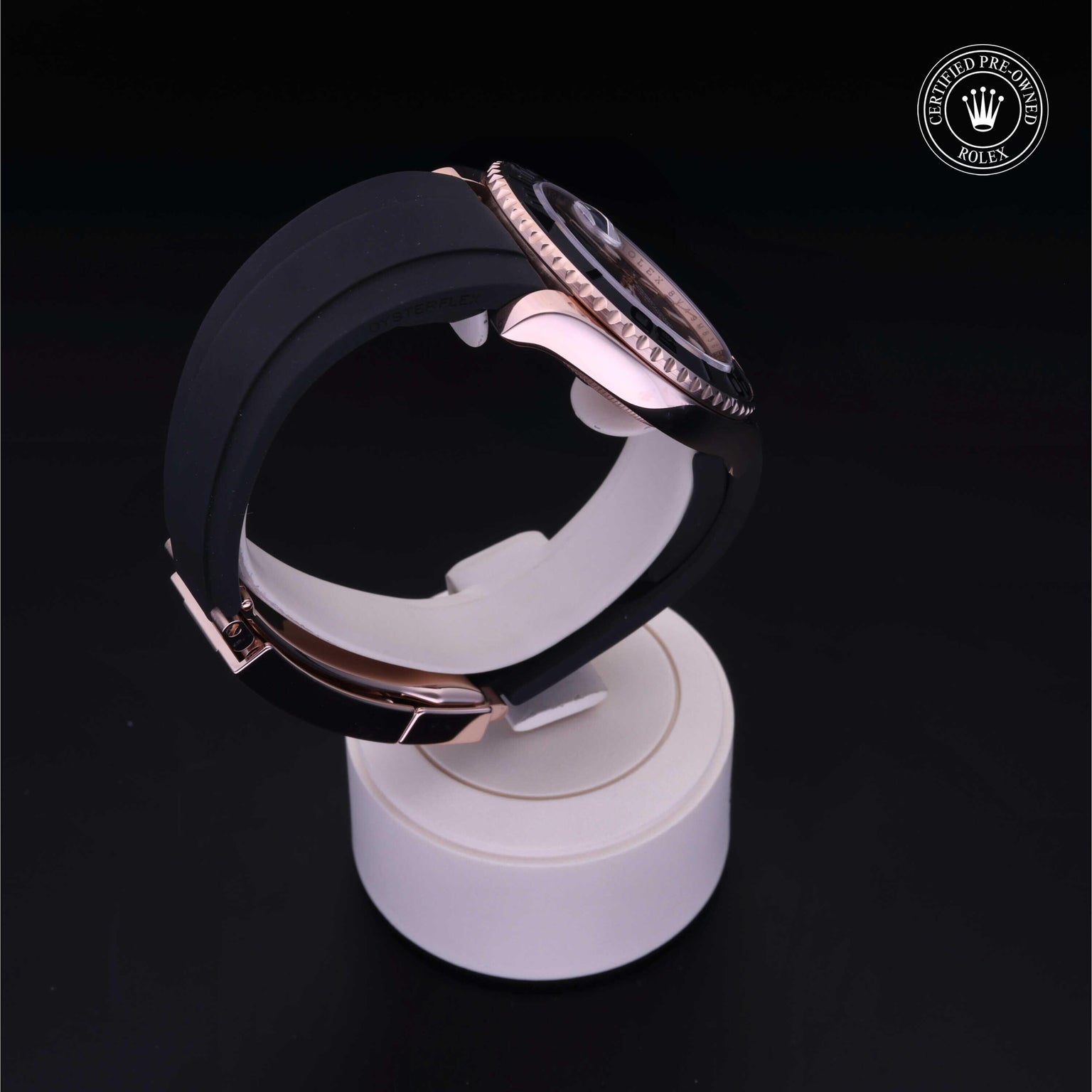 Rolex Certified Pre-owned Yacht-Master M126655-0001 front on black background