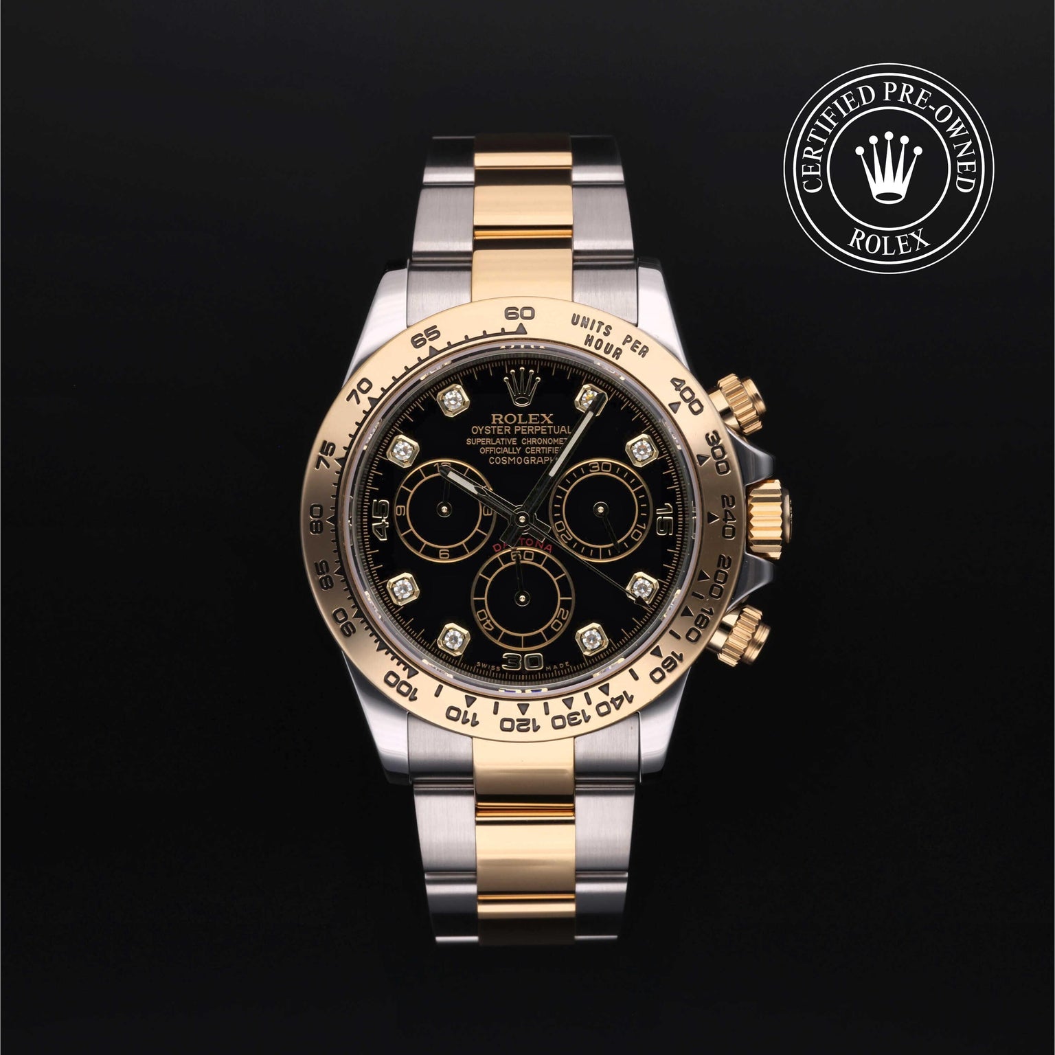 Rolex Certified Pre-owned Daytona M116503-0008 front on black background