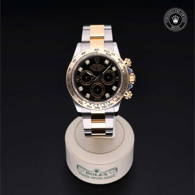Rolex Certified Pre-owned Daytona M116503-0008 front on black background