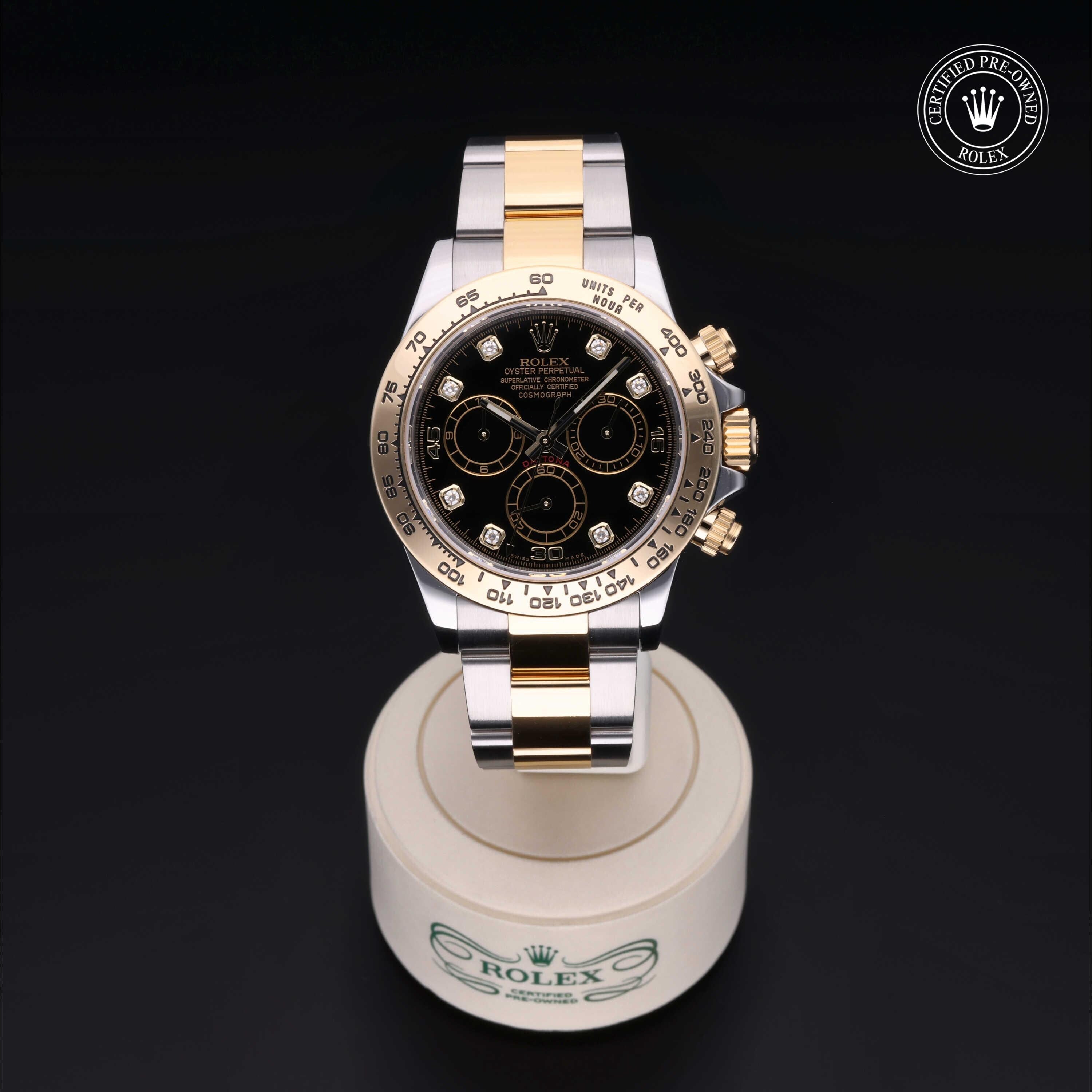 Rolex Certified Pre-owned Daytona M116503-0008 front on black background