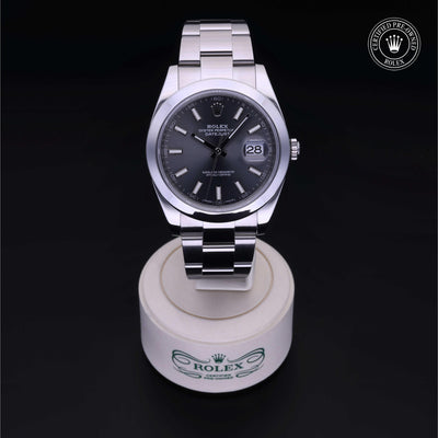 Rolex Certified Pre-owned Datejust M126300-0007 front on black background