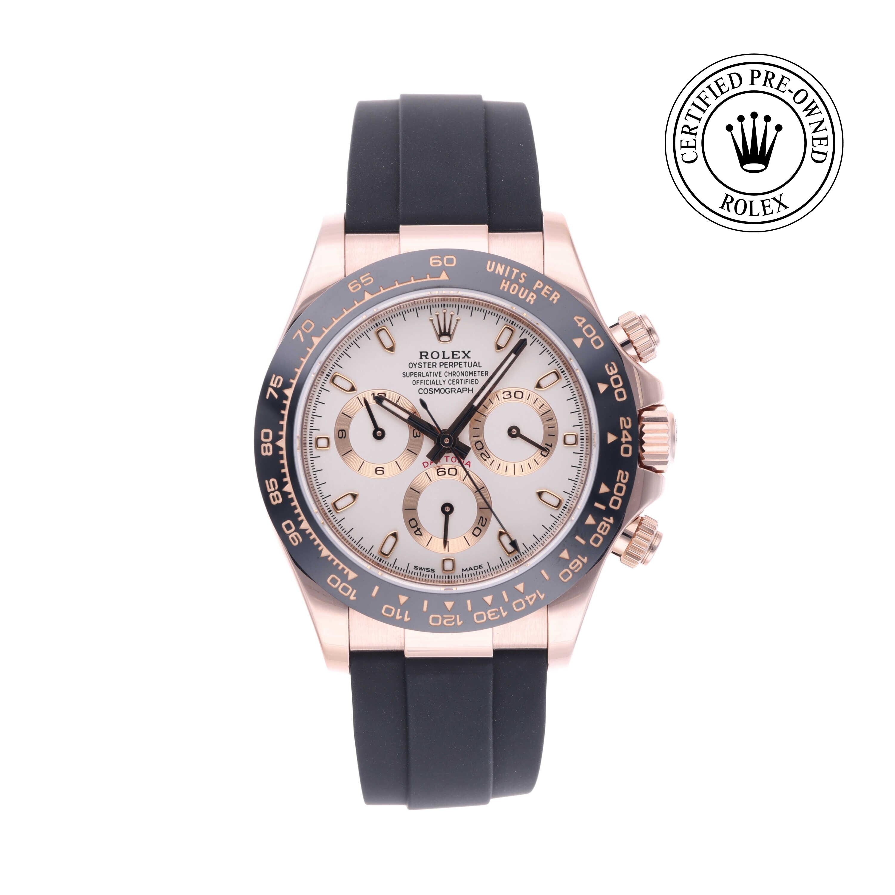 Rolex Certified Pre-owned Daytona M116515LN-0014 front on white background