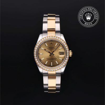 Rolex Certified Pre-owned Lady Datejust M178383-0048 front on black background