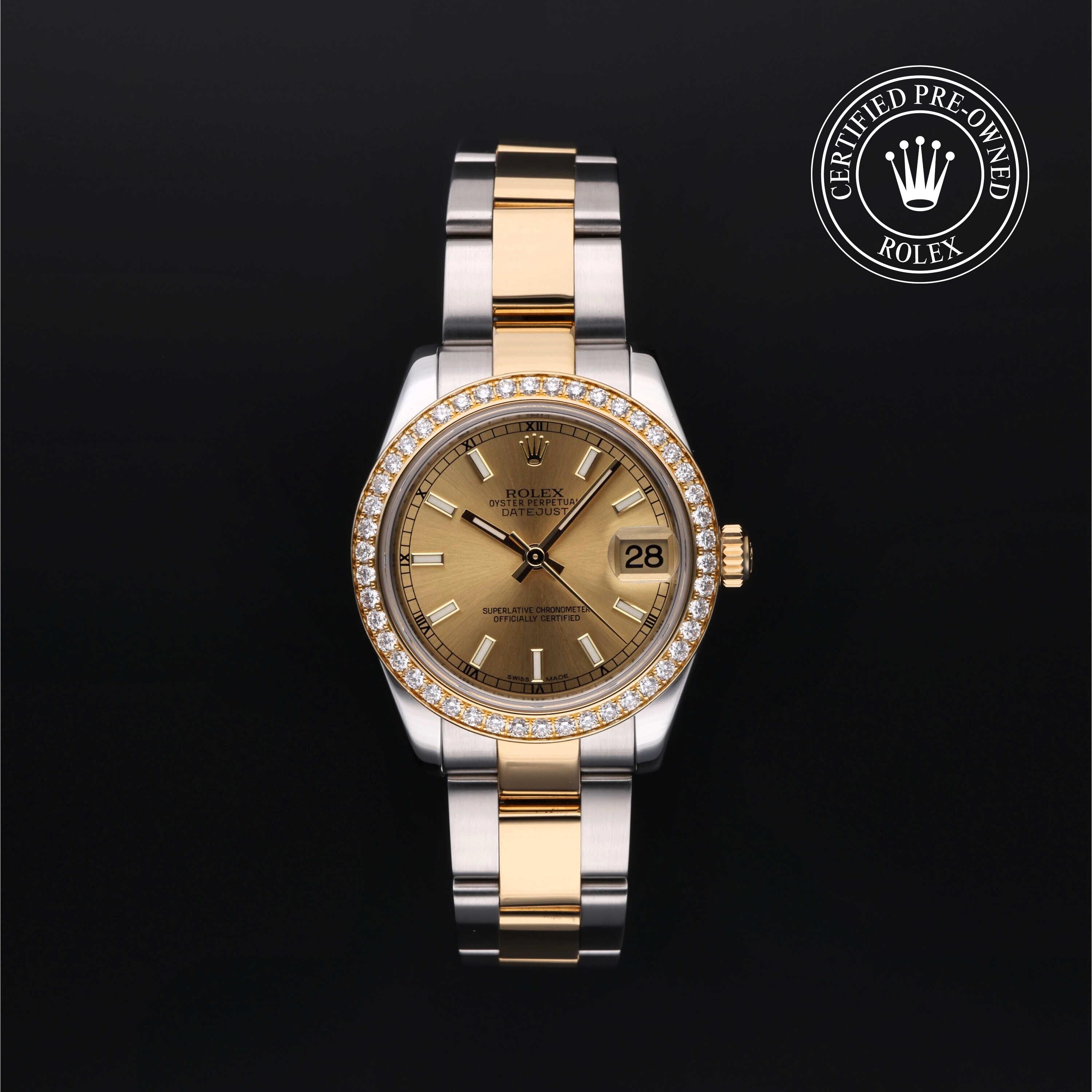 Rolex Certified Pre-owned Lady Datejust M178383-0048 front on black background