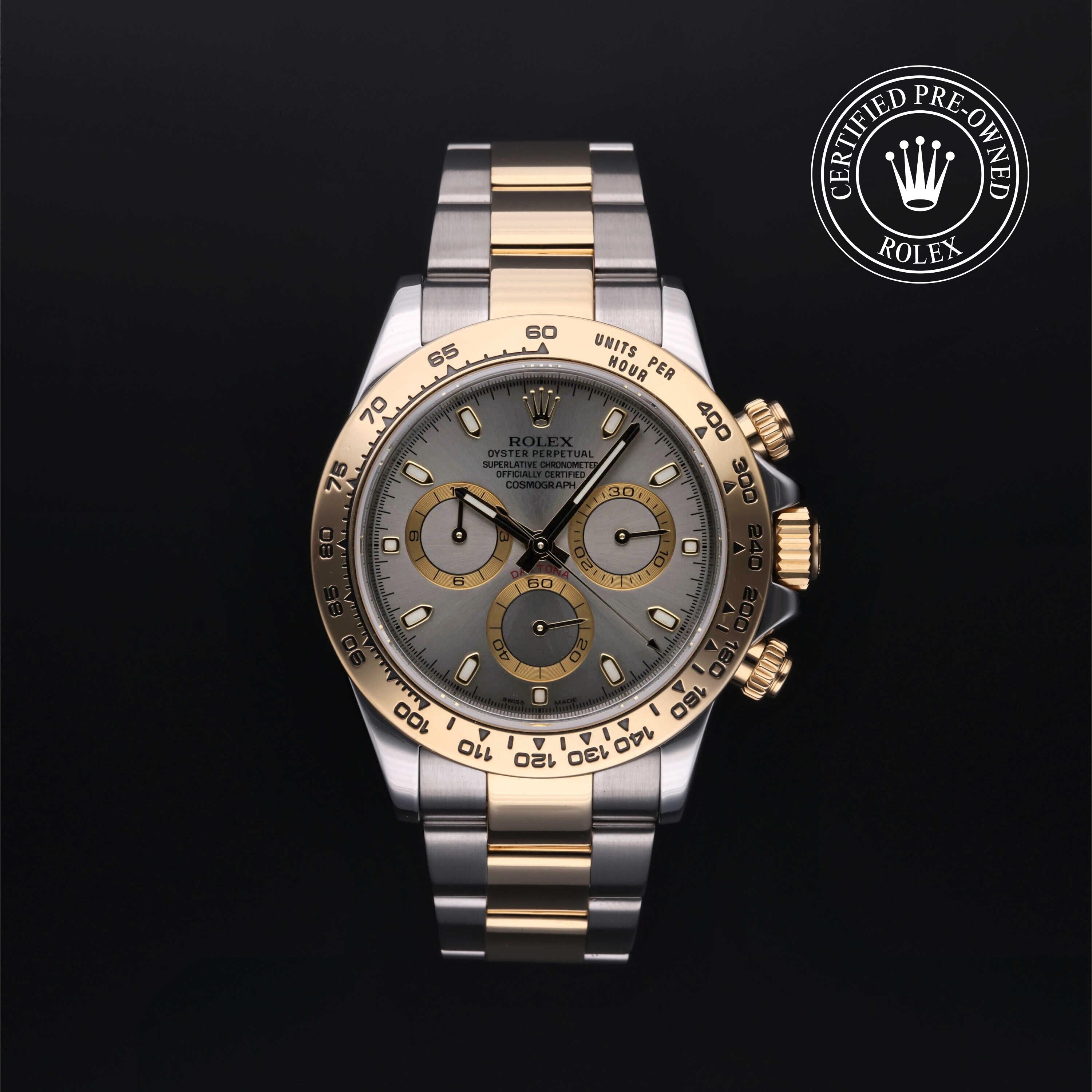 Rolex Certified Pre-owned Daytona M116503-0002 front on black background