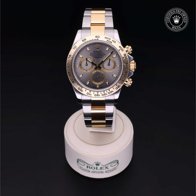 Rolex Certified Pre-owned Daytona M116503-0002 front on black background