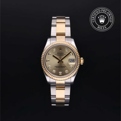 Rolex Certified Pre-owned Lady Datejust M278273-0025 front on black background
