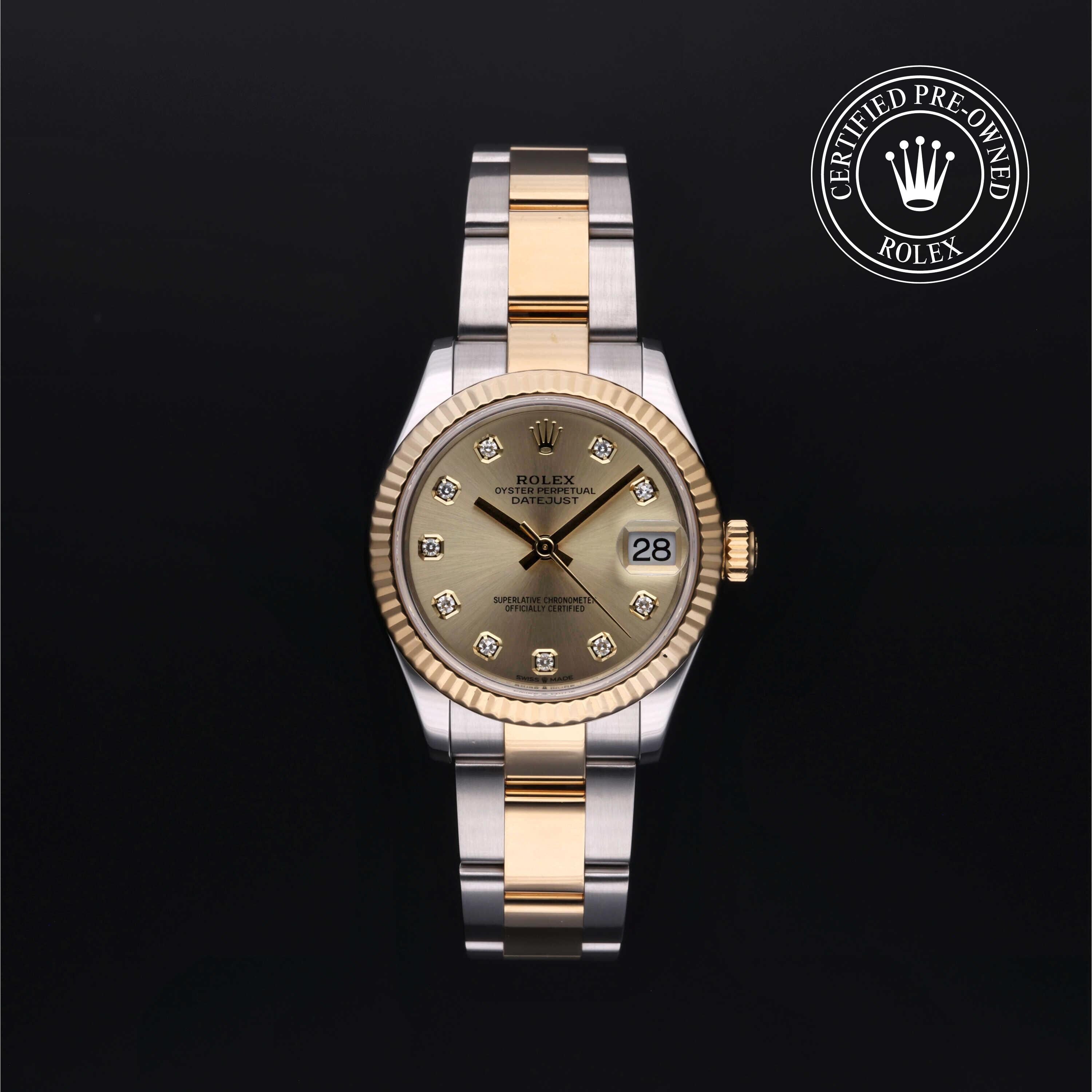 Rolex Certified Pre-owned Lady Datejust M278273-0025 front on black background
