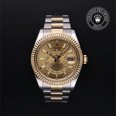 Rolex Certified Pre-owned Sky-Dweller M326933-0001 front on black background