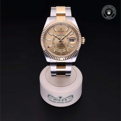 Rolex Certified Pre-owned Sky-Dweller M326933-0001 front on black background