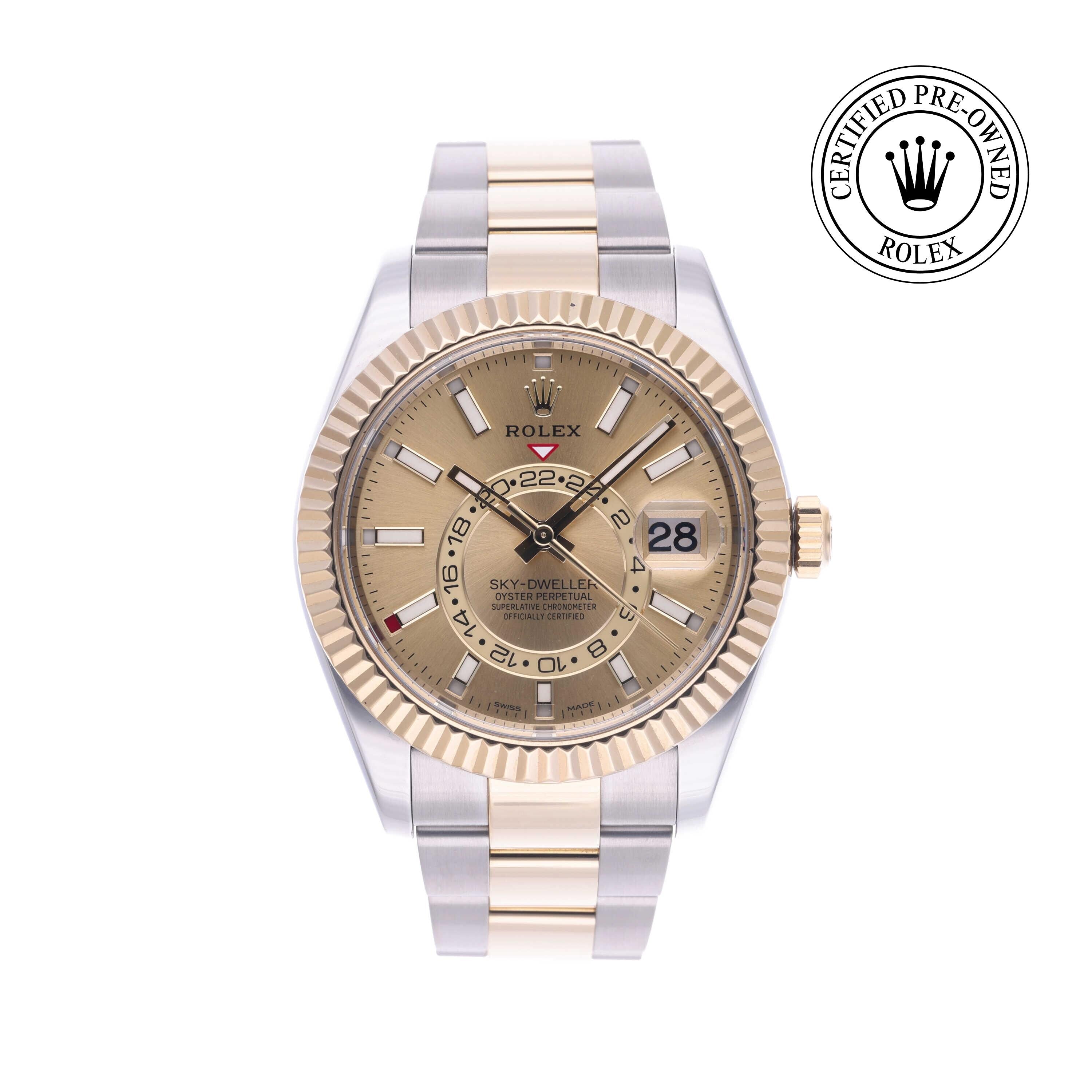 Rolex Certified Pre-owned Sky-Dweller M326933-0001 front on white background