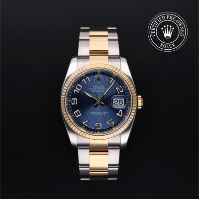 Rolex Certified Pre-owned Datejust M116233-0092 front on black background