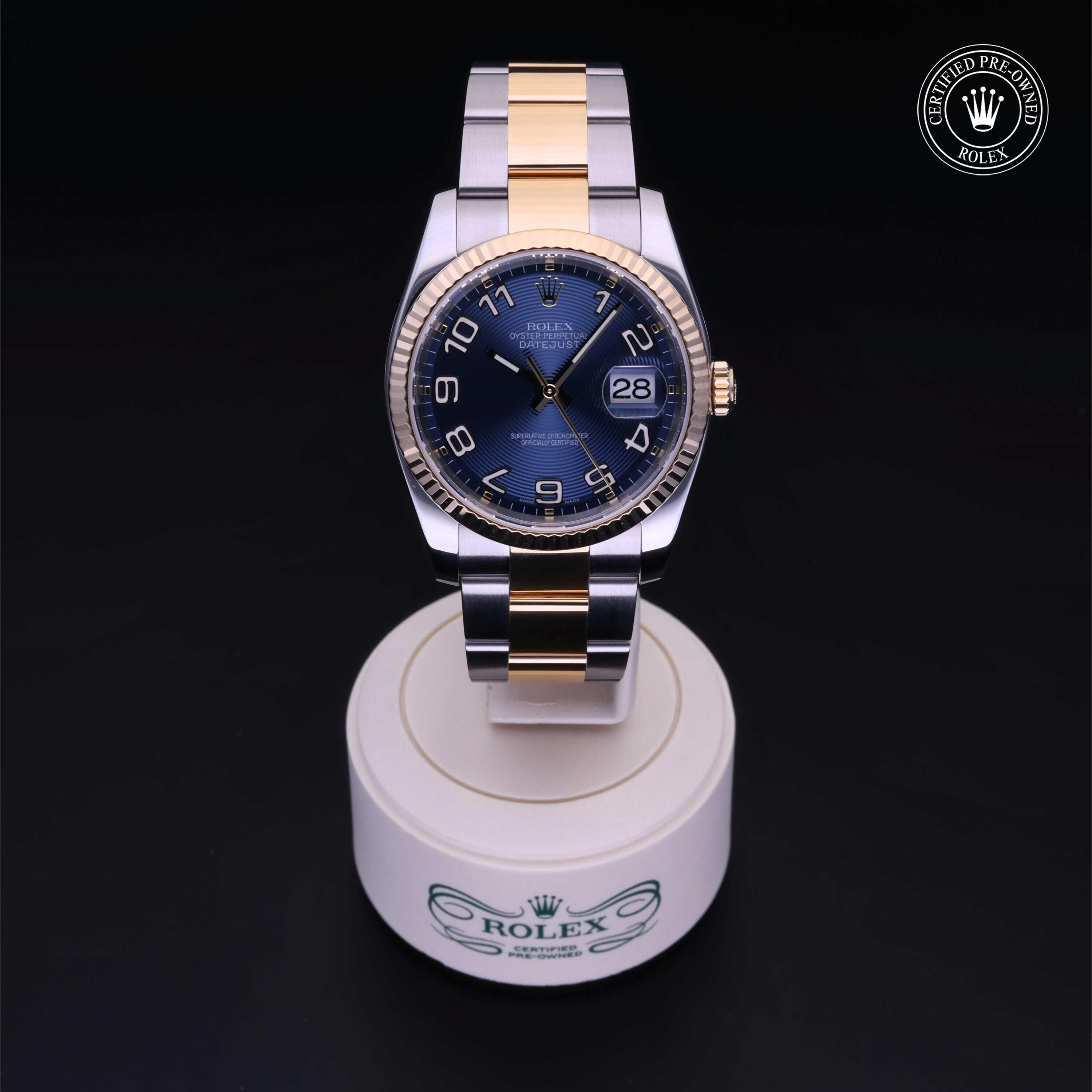 Rolex Certified Pre-owned Datejust M116233-0092 front on black background
