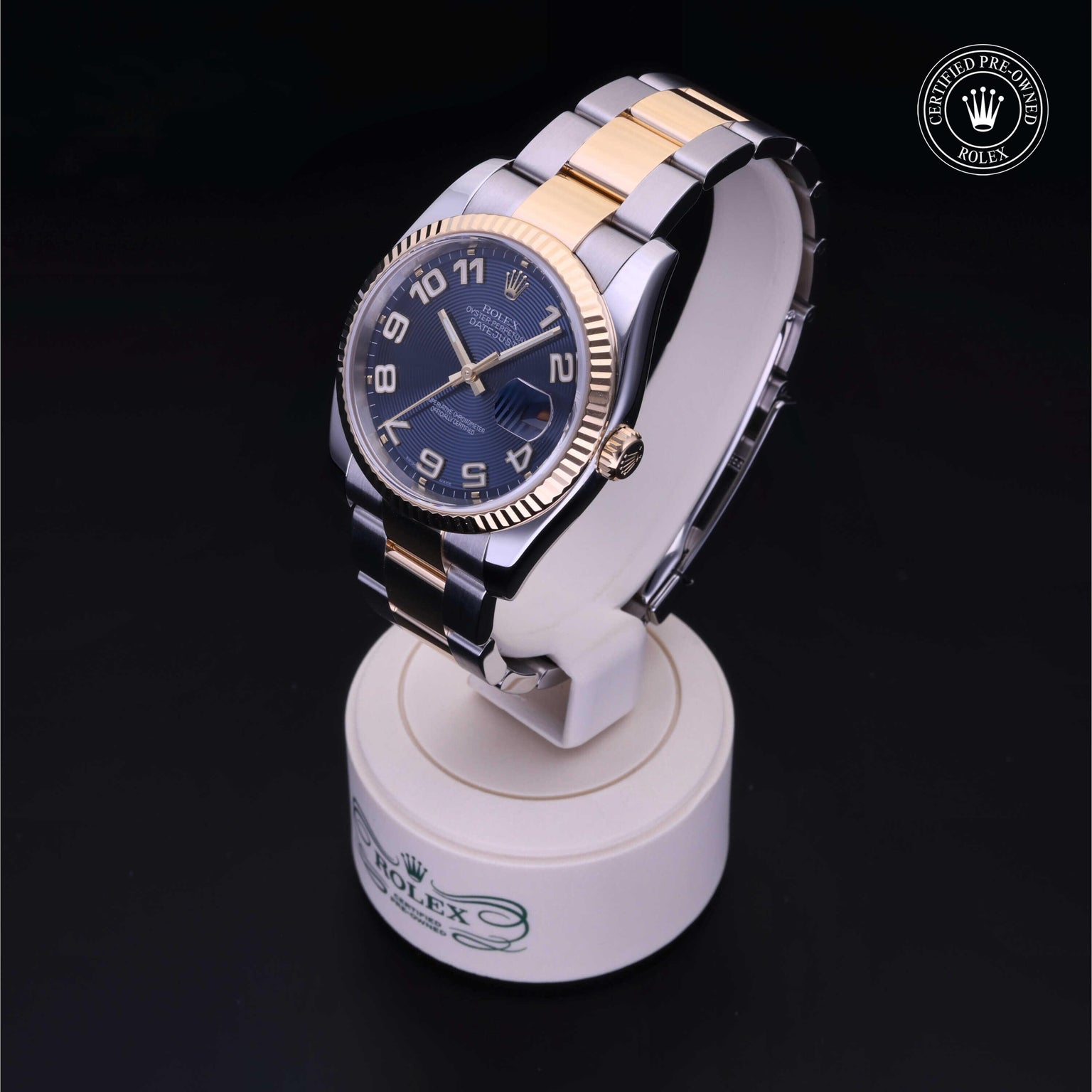 Rolex Certified Pre-owned Datejust M116233-0092 front on black background