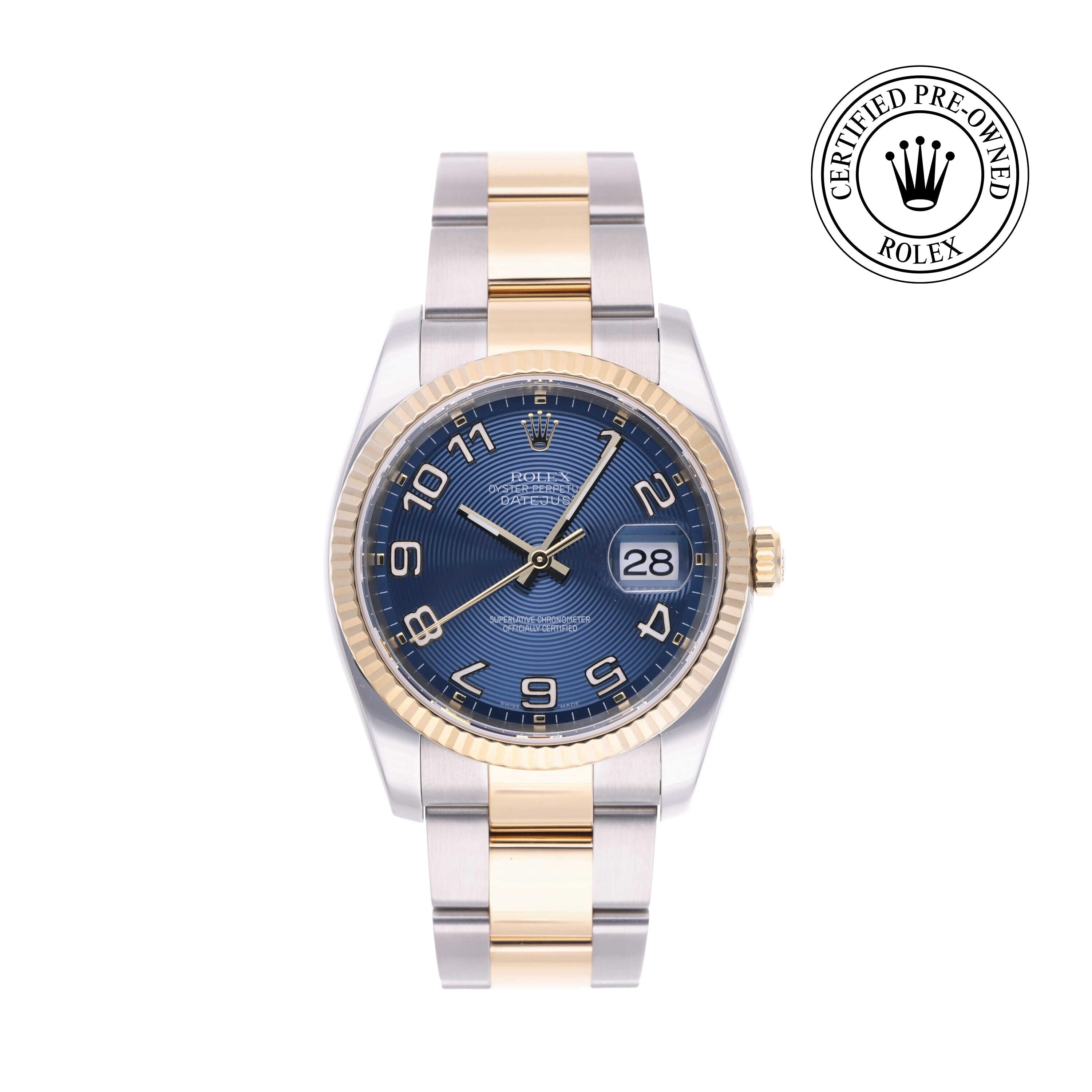 Rolex Certified Pre-owned Datejust M116233-0092 front on white background