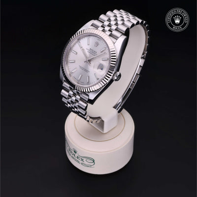 Rolex Certified Pre-owned Datejust M126334-0004 front on black background