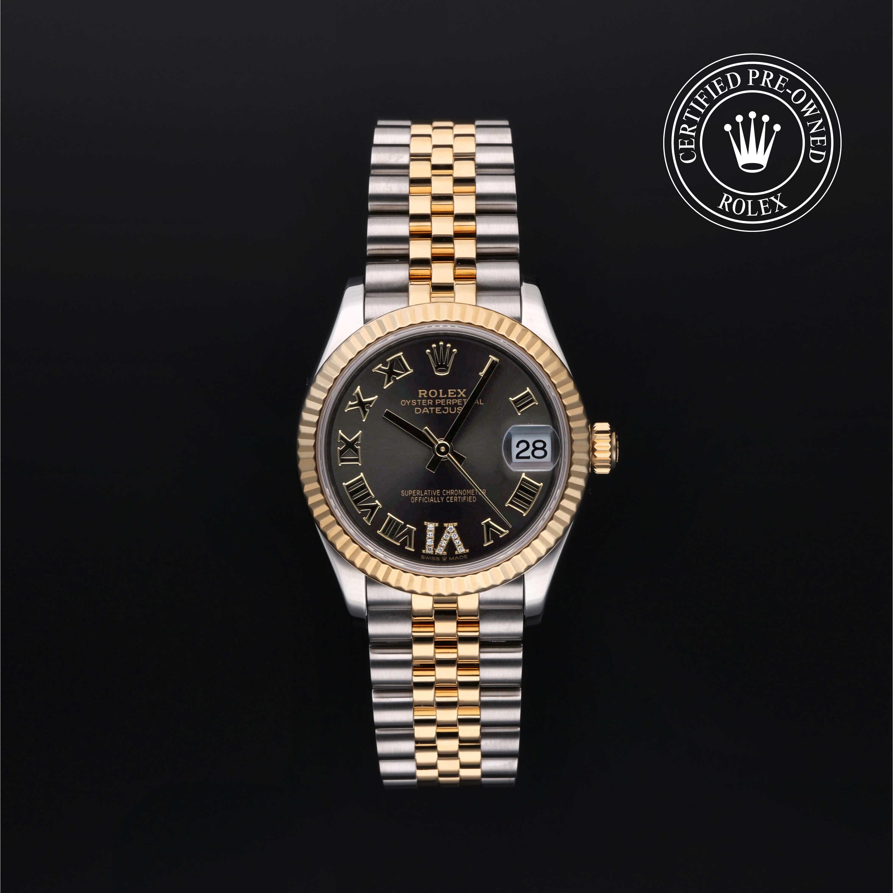 Rolex Certified Pre-owned Lady Datejust M278273-0018 front on black background