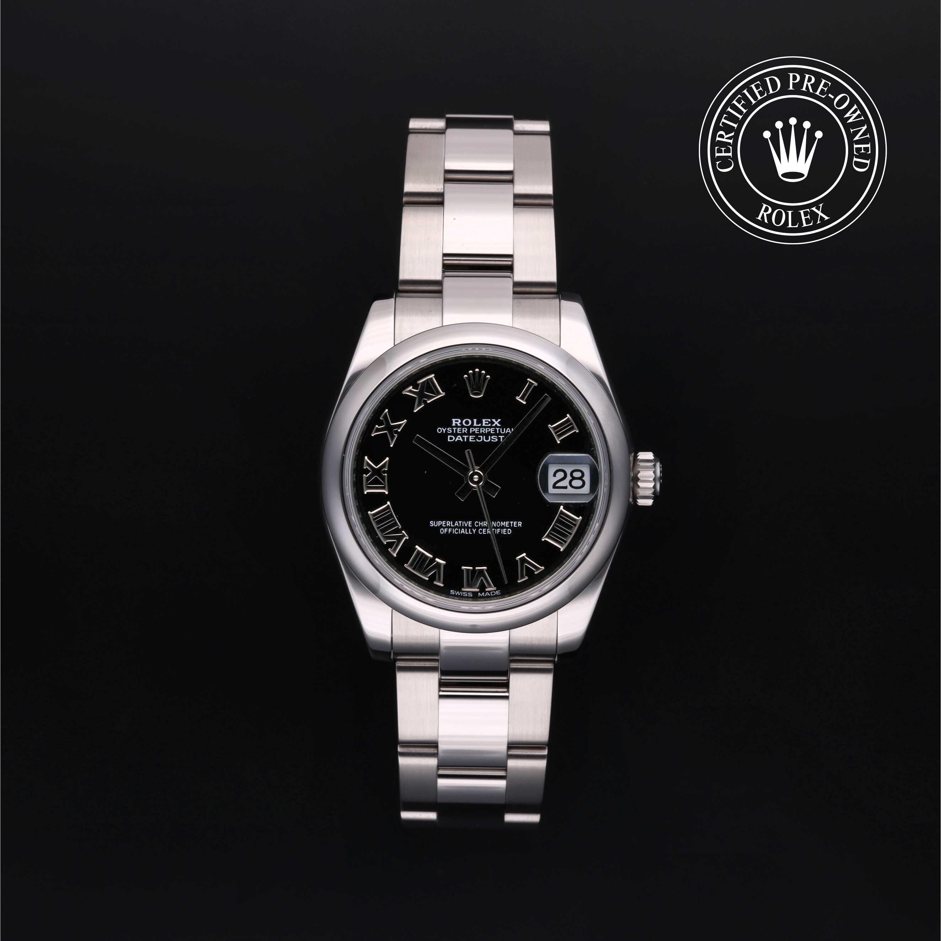 Rolex Certified Pre-owned Lady Datejust M178240-0034 front on black background