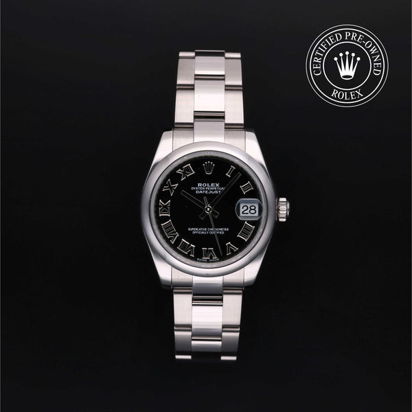 Rolex Certified Pre-owned Lady Datejust M178240-0034 front on black background