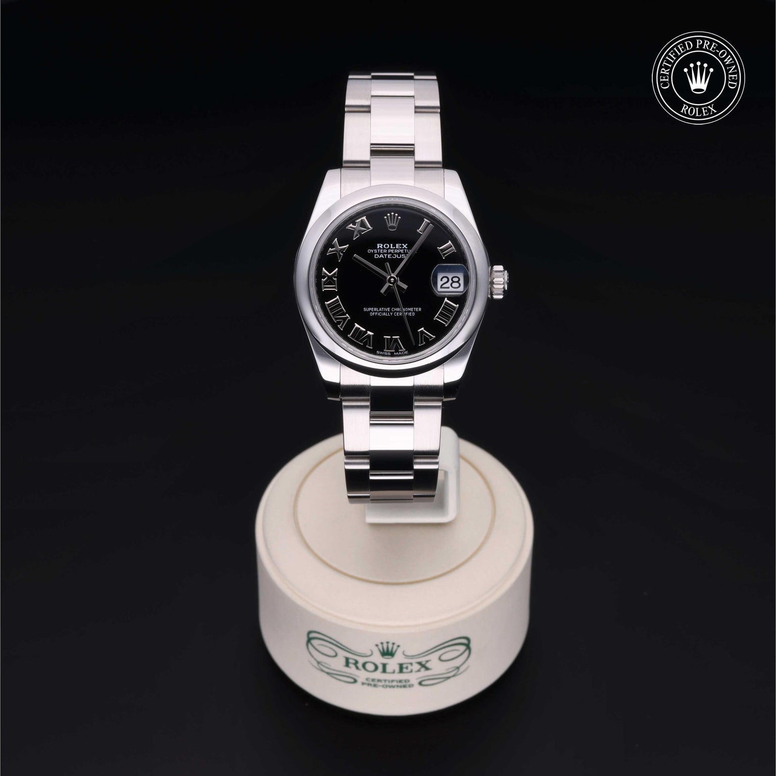Rolex Certified Pre-owned Lady Datejust M178240-0034 front on black background