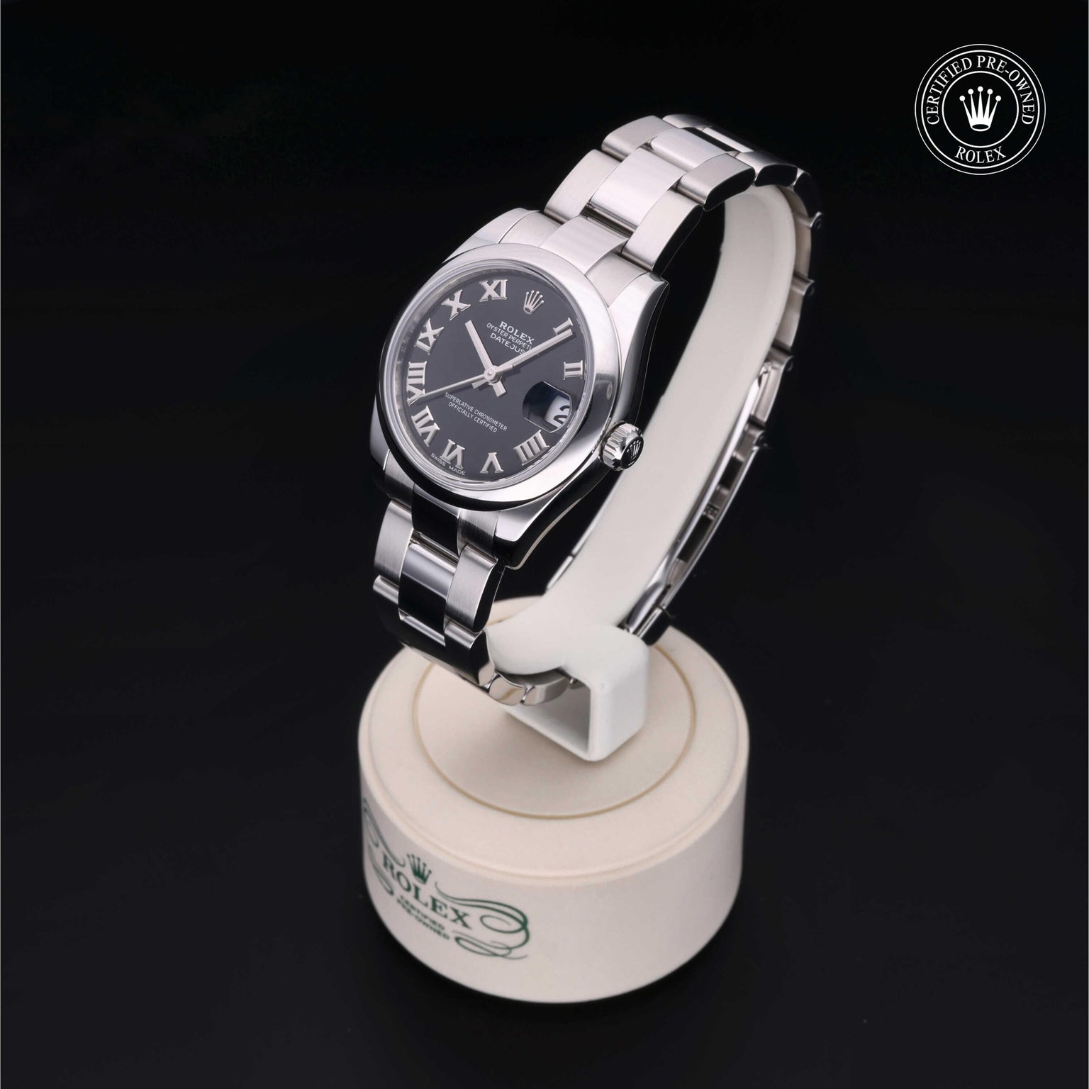 Rolex Certified Pre-owned Lady Datejust M178240-0034 front on black background