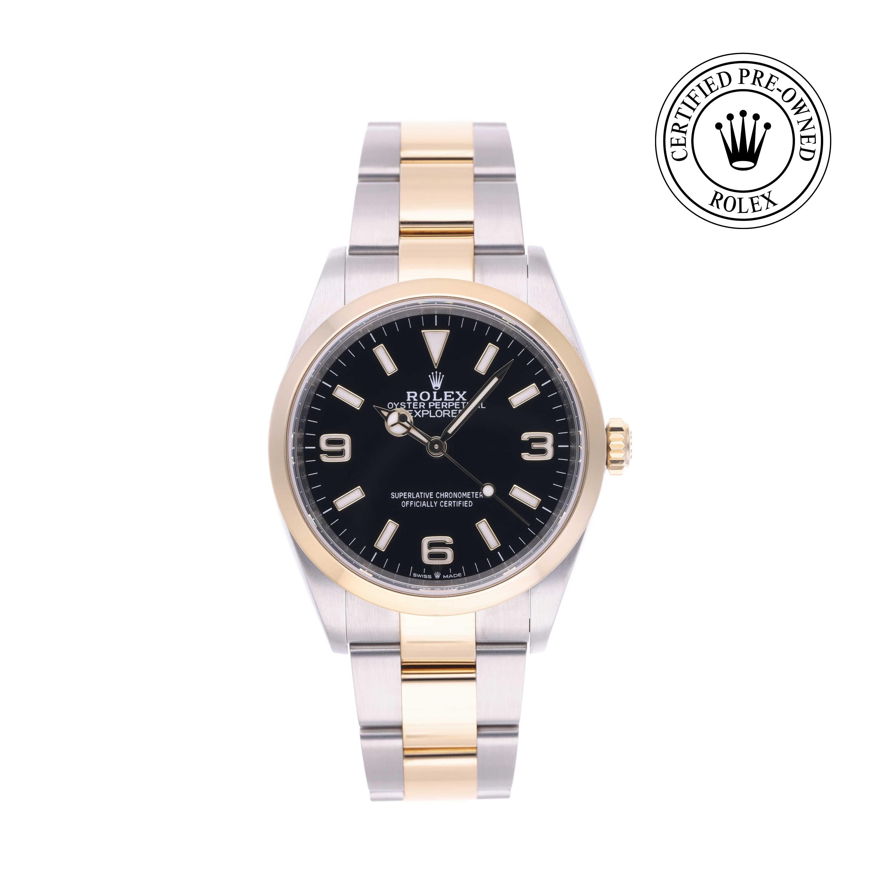 Rolex Certified Pre-owned Explorer M124273-0001 front on white background