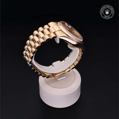 Rolex Certified Pre-owned Day-date M118238-0103 front on black background