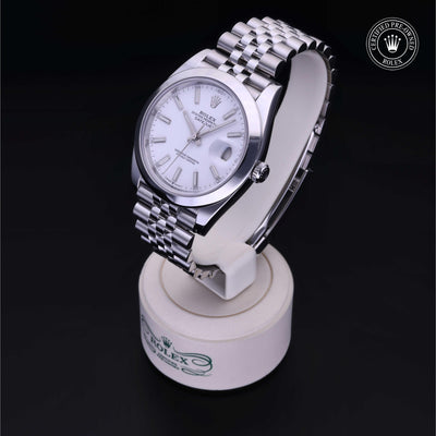 Rolex Certified Pre-owned Datejust M126300-0006 front on black background