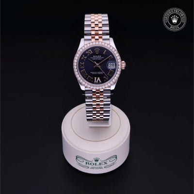 Rolex Certified Pre-owned Lady Datejust M278381RBR-0020 front on black background