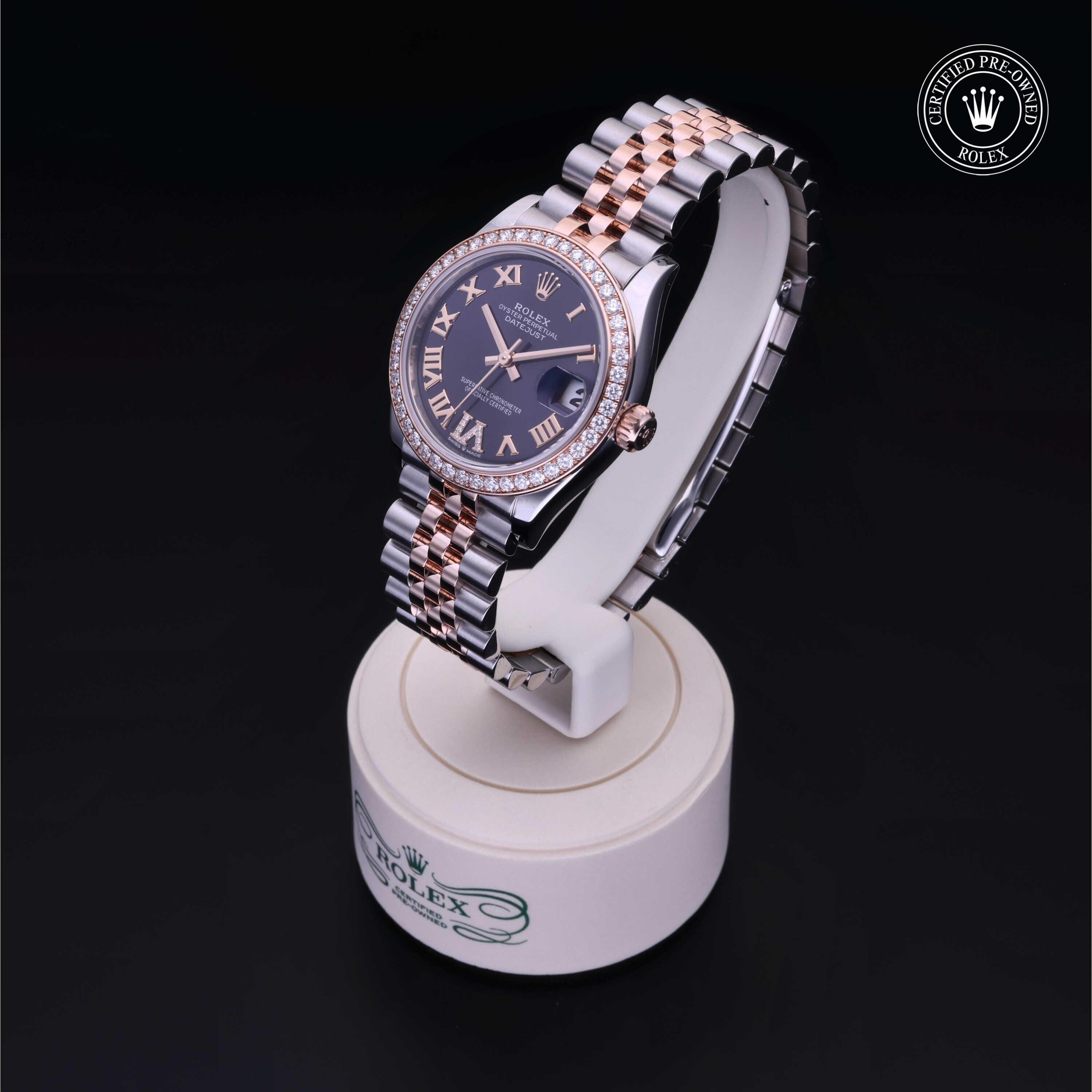 Rolex Certified Pre-owned Lady Datejust M278381RBR-0020 front on black background