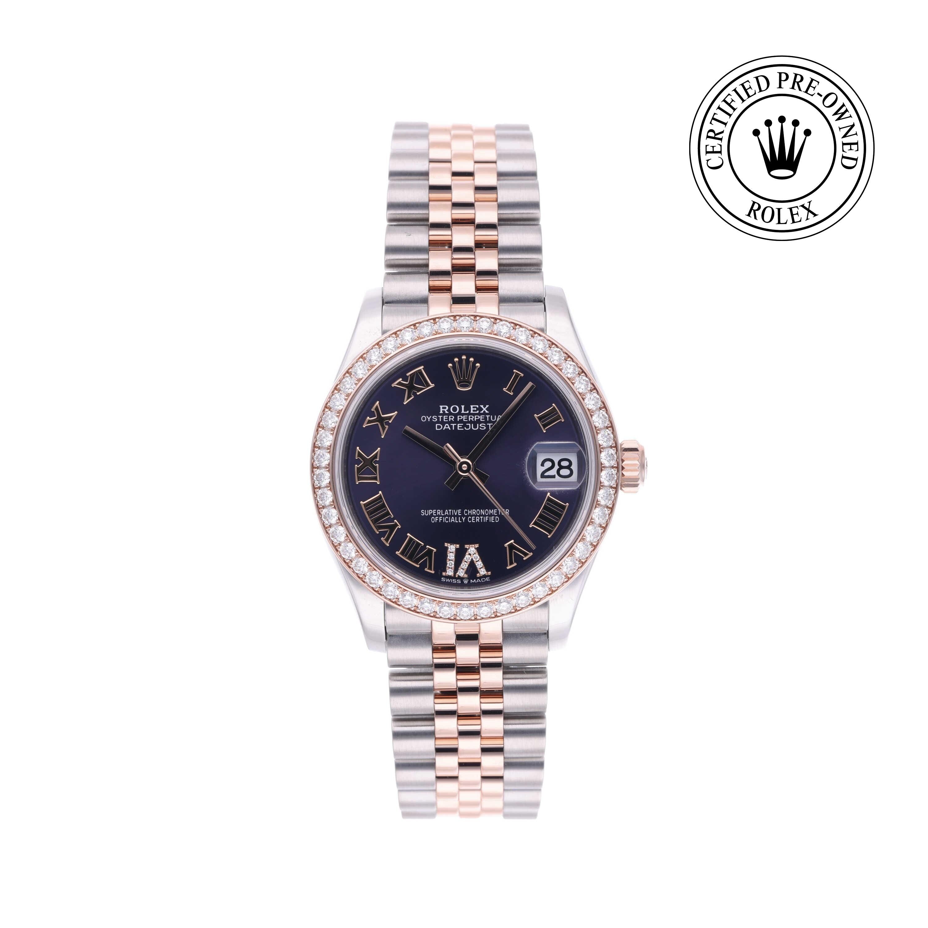 Rolex Certified Pre-owned Lady Datejust M278381RBR-0020 front on white background