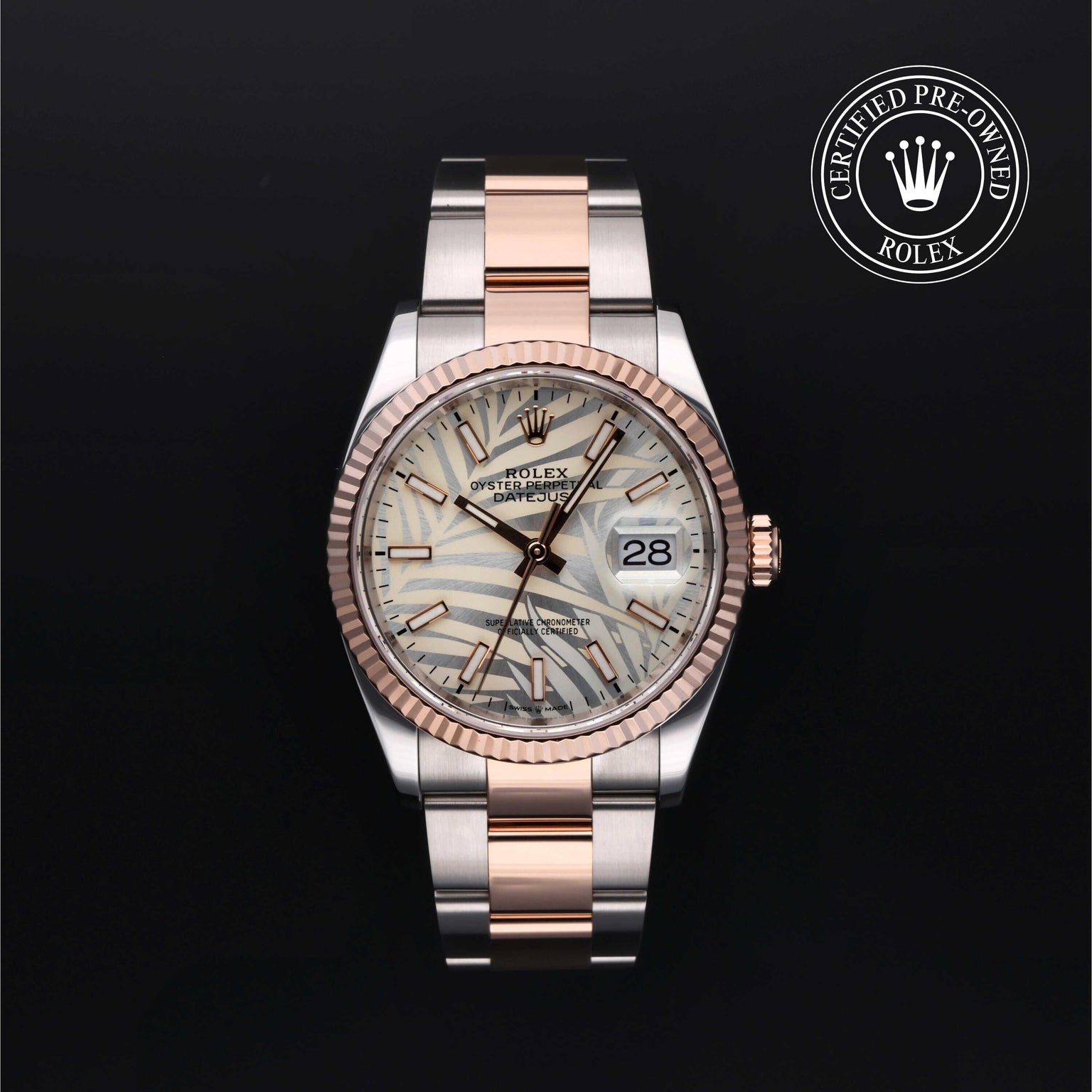 Rolex Certified Pre-owned Datejust M126231-0032 front on black background