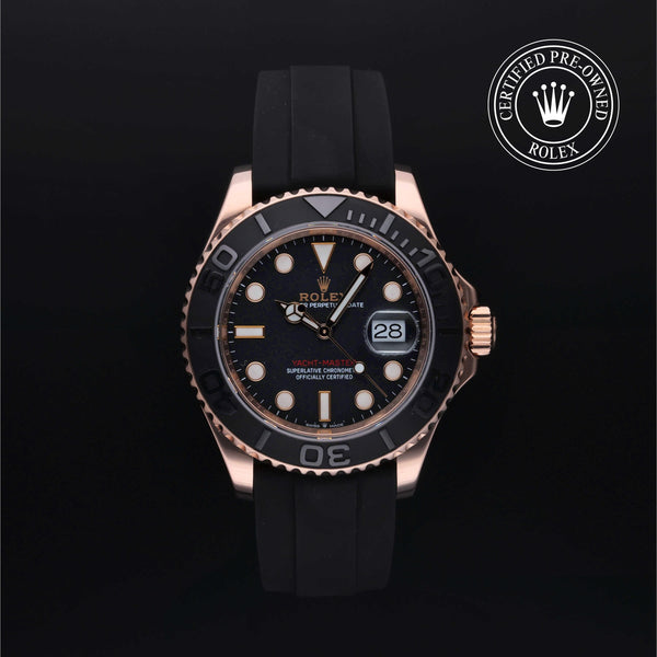Rolex Certified Pre-owned Yacht-Master M126655-0002 front on black background
