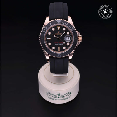 Rolex Certified Pre-owned Yacht-Master M126655-0002 front on black background