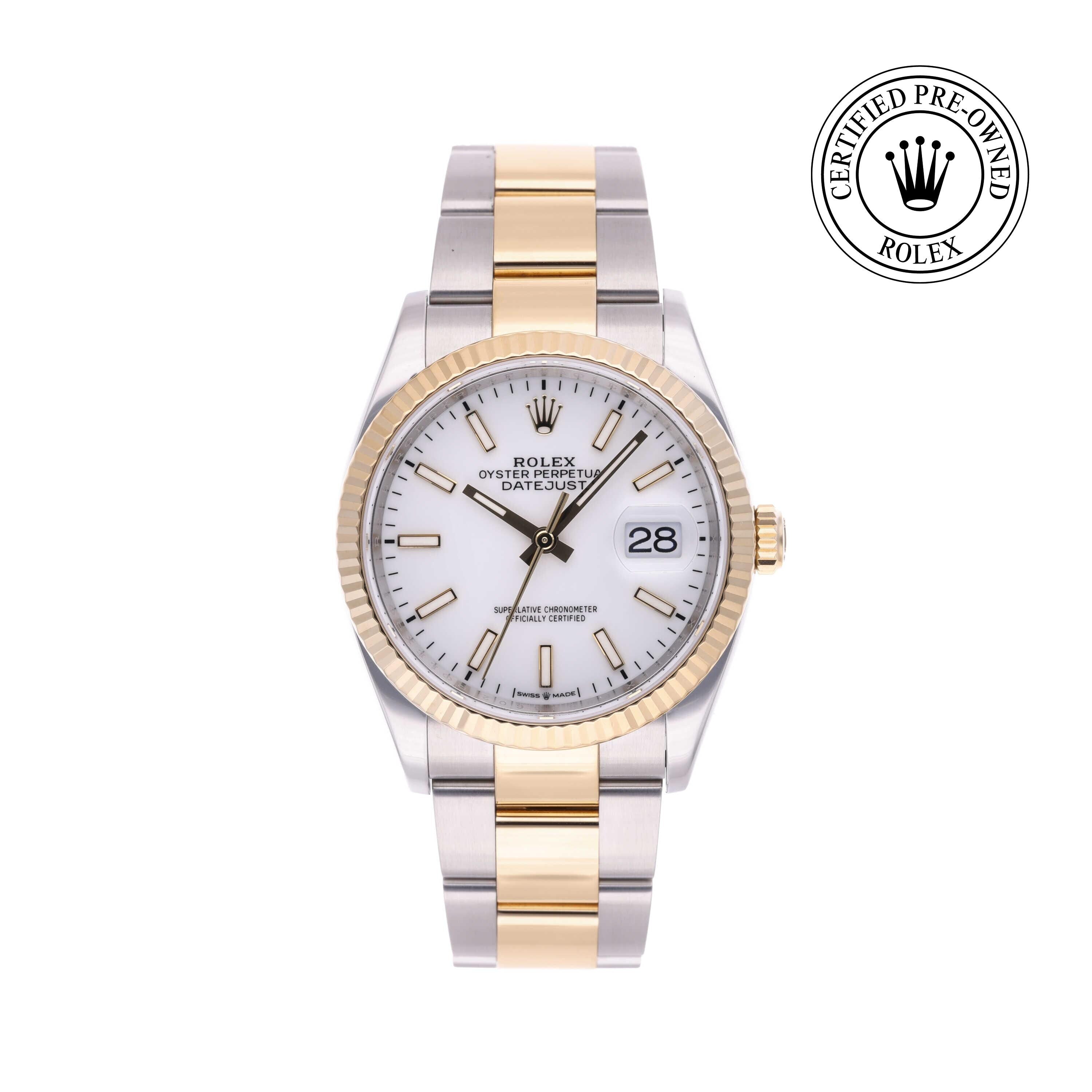Rolex Certified Pre-owned Datejust M126233-0020 front on white background