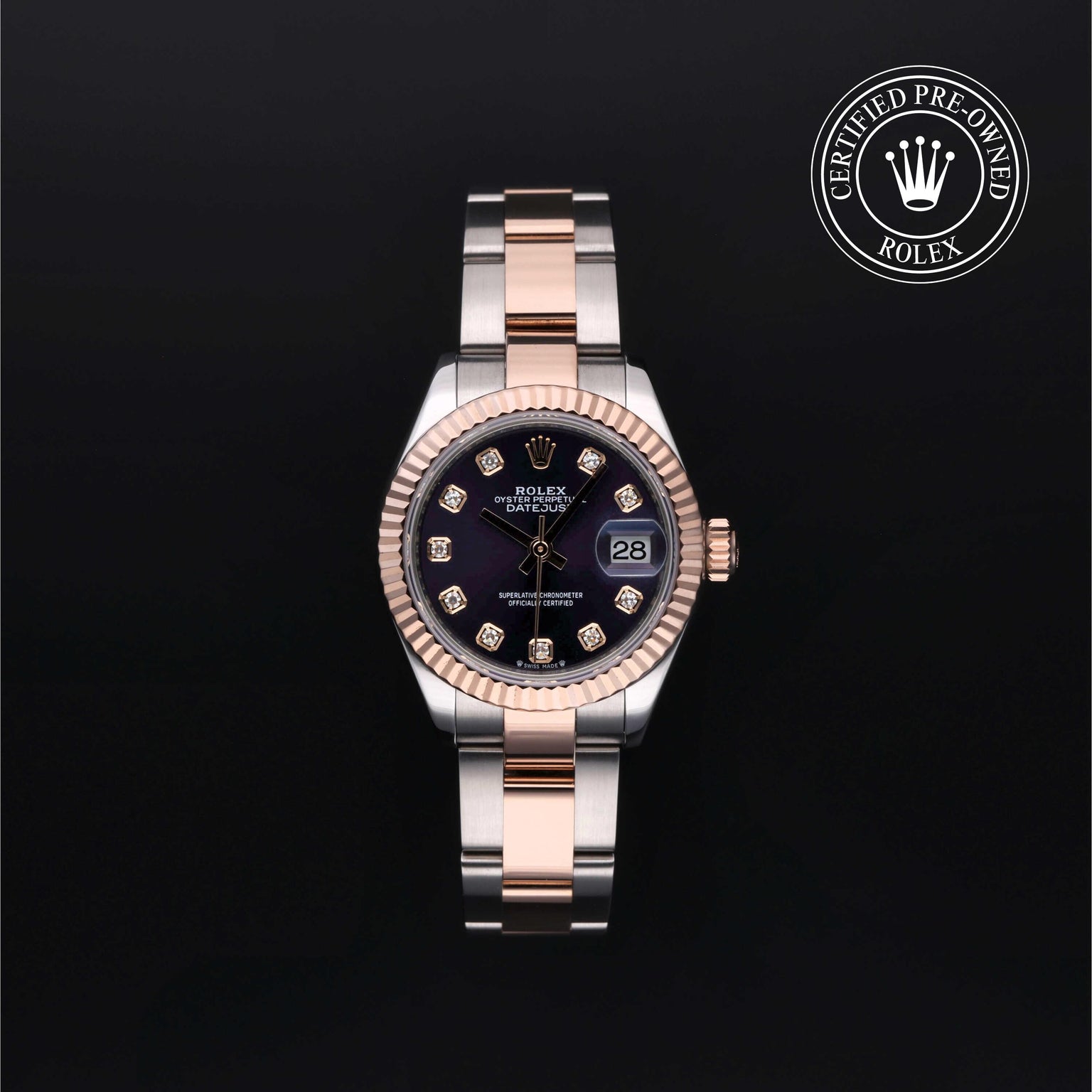 Rolex Certified Pre-owned Lady Datejust M279171-0016 front on black background