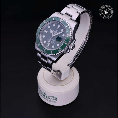 Rolex Certified Pre-owned Submariner M116610LV-0002 front on black background