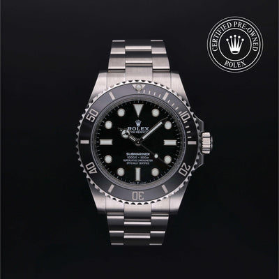 Rolex Certified Pre-owned Submariner M124060-0001 front on black background