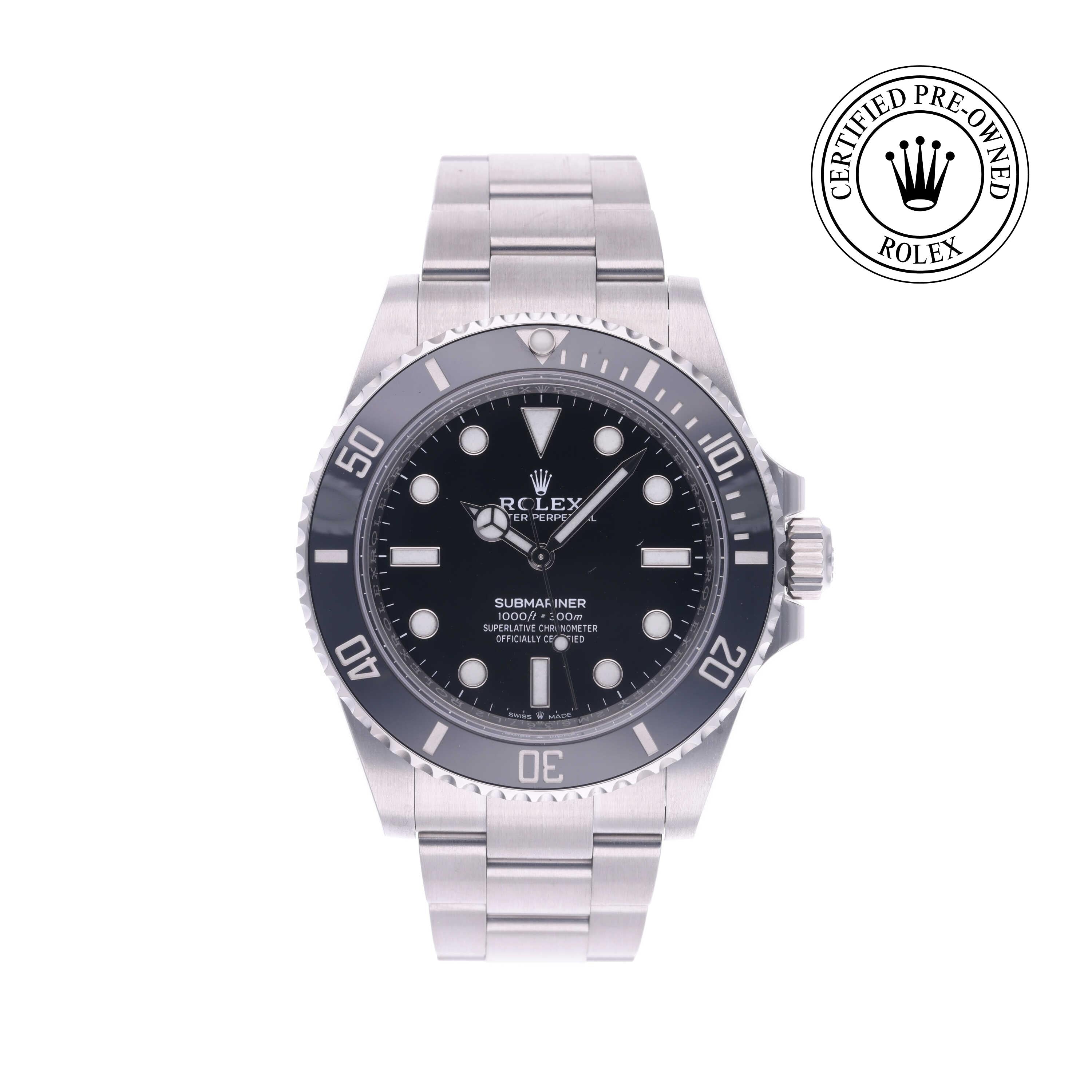 Rolex Certified Pre-owned Submariner M124060-0001 front on white background