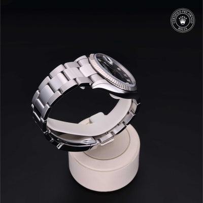 Rolex Certified Pre-owned Datejust M126234-0028 front on black background